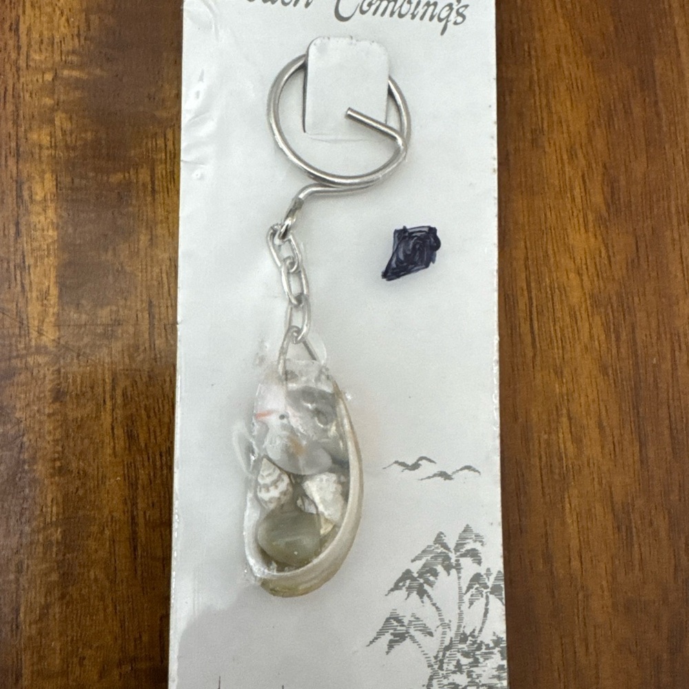 Beach‎ Comings Seashell Seagull Keychain with Silver Ring